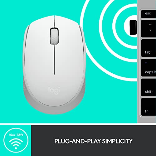 Mouse Logitech Wireless M170 3 Botões 2,4 GHz - Off White