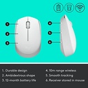 Mouse Logitech Wireless M170 3 Botões 2,4 GHz - Off White