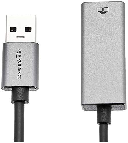 Amazon Basics Aluminum USB 3.0 Gigabit Ethernet Adapter, Gray, 1.97 X 0.83 X 0.59 Inches