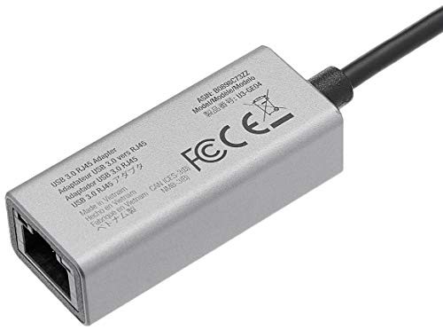 Amazon Basics Aluminum USB 3.0 Gigabit Ethernet Adapter, Gray, 1.97 X 0.83 X 0.59 Inches
