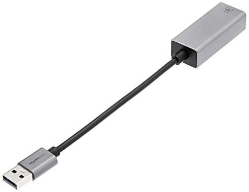 Amazon Basics Aluminum USB 3.0 Gigabit Ethernet Adapter, Gray, 1.97 X 0.83 X 0.59 Inches