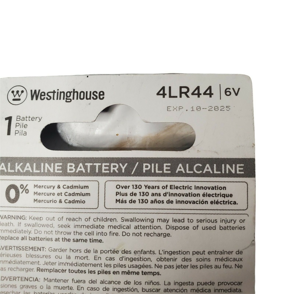 Lot of 4 Westinghouse Alkaline Batteries 4LR44 Replaces 4LR44  1414A