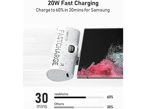 VEEKTOM 5,000mAh 20W USB-C PD Fast Charging Powerbank