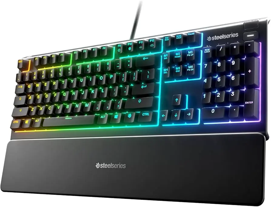 SteelSeries Apex 3 - RGB Gaming Keyboard - 10-Zone RGB Illumination - Premium Magnetic Wrist Rest - American QWERTY Layout