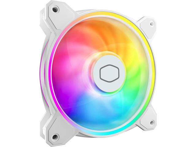 Cooler Master MasterFan MF120 Halo White PC Case Liquid Cooler Air Cooler Fan, Dual Loop Gen 2 ARGB LEDs Rings, Dynamic PWM 120mm 2,050 RPM, Air.