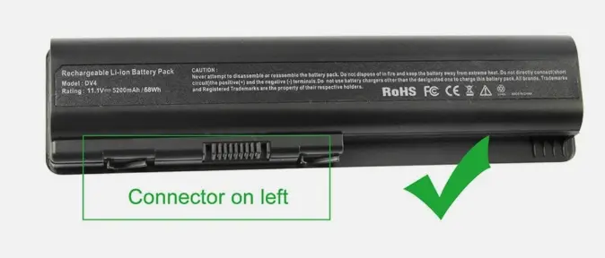 6 Cell Battery for HP Pavilion DV4 DV5 CQ60 CQ61 484170-001 HSTNN-LB72 EVO6 (CONNECTOR ON LEFT)