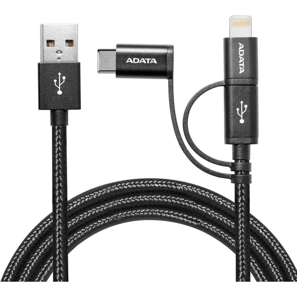 Adata Sync & Charge Kabel Lightning/Micro-USB 2in1 > USB-a, Adapter, Schwarz, 2 Meter