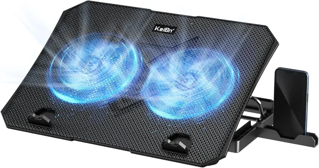 KeiBn Laptop Cooling Pad, Gaming Laptop Cooler 2 Fans for 10-15.6 Inch Laptops, 5 Height Stands, 2 USB Ports