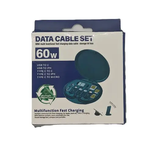 Data Cable Set 60W Multi-function fast charging data cable storage kit box 