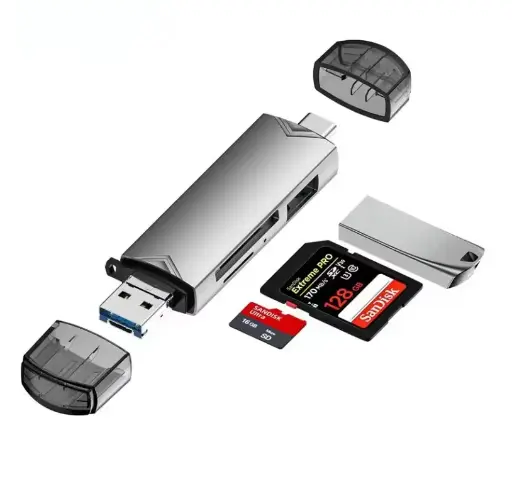 6 in 1 Otg Type C Card Reader USB 3.0 Micro Sd Mini Adapter