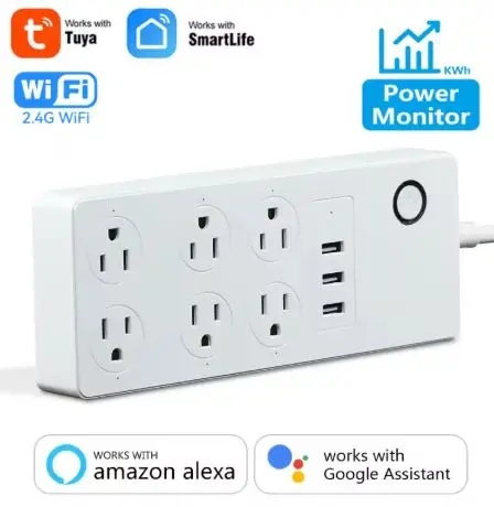 Tuya US Power Strip Wifi Smart Socket With Power Monitor USB Port Kitchen Home-appliance Smart Home Plug Voice for Alexa Google