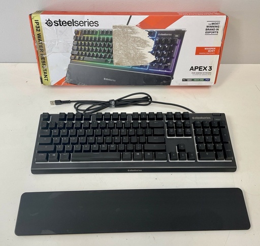 SteelSeries Apex 3 - RGB Gaming Keyboard - 10-Zone RGB Illumination - Premium Magnetic Wrist Rest - American QWERTY Layout