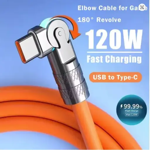 Xiaomi Redmi 120W 7A Fast Charge USB Type C Cable 180 Degree Rotation Elbow Cable